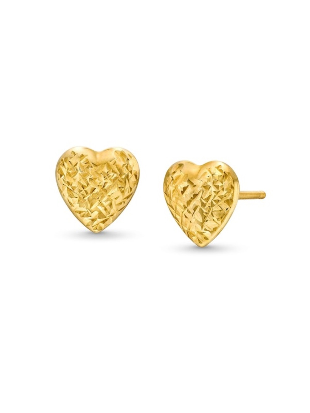 Diamond-Cut Heart Stud Earrings in Hollow 10K Gold - People’s Jewelry